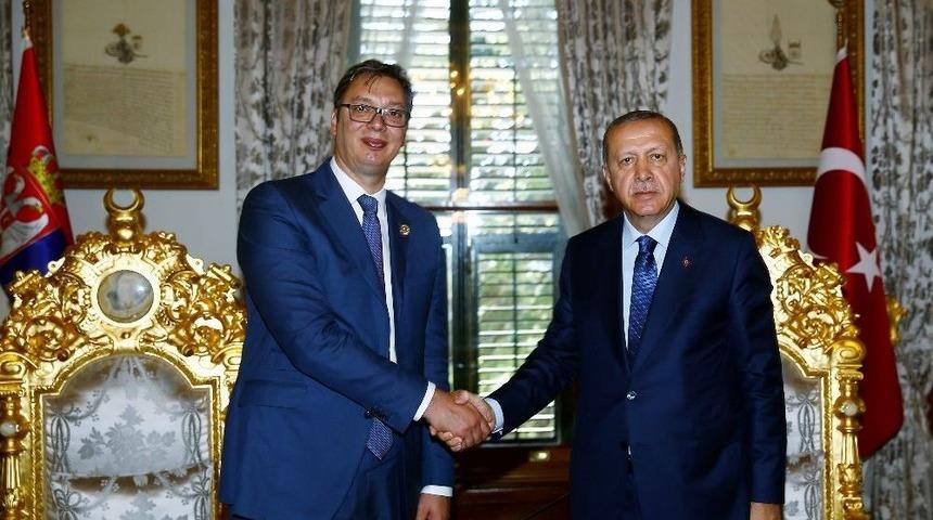 Cumhurbaşkanı Erdoğan Sırbistan Cumhurbaşkanı Vucic İle G&ouml;r&uuml;şt&uuml;