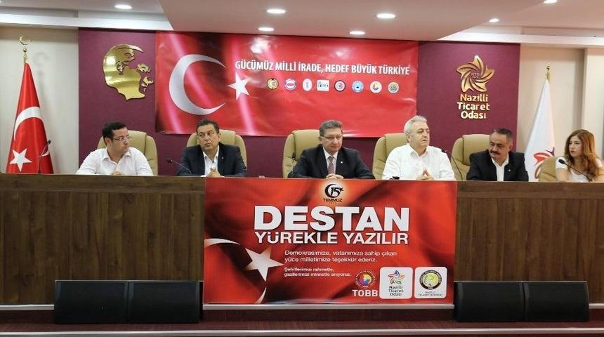 Nazilli&rsquo;de Oda Ve Borsalardan Ortak 15 Temmuz A&ccedil;ıklaması