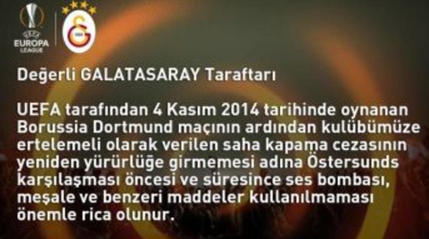 Galatasaray’dan Taraftara Uyarı