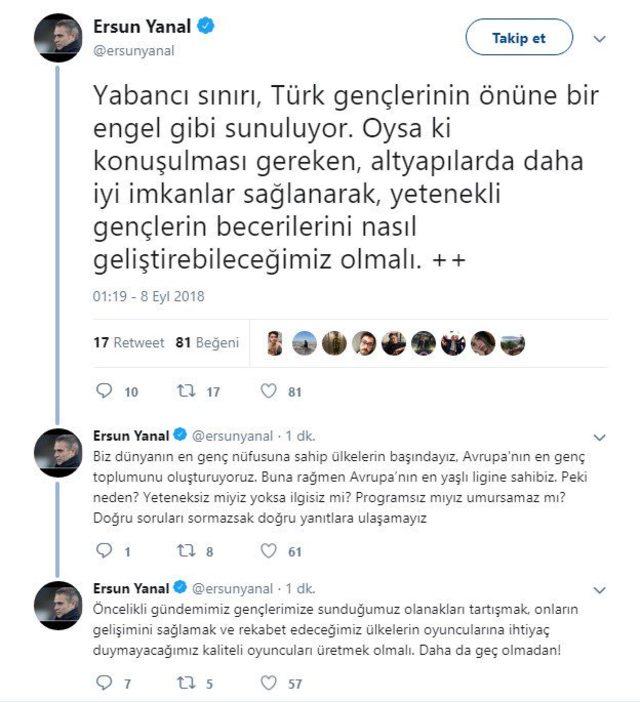 Ersun Yanal'dan yabancı sınırı açıklaması