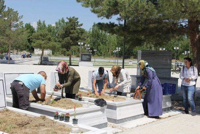 Gönüllü Gençler Şehitliği Çiçeklerle Donattı