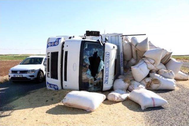 Siverek te Saman Y&uuml;kl&uuml; Kamyon Devrildi: 8 Yaralı 2