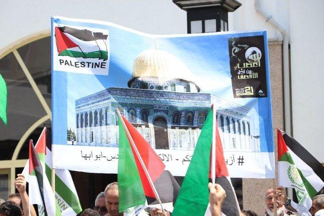 Mescid-i Aksa&rsquo;nın İbadete Kapatılması Mersin&rsquo;de Protesto Edildi 2