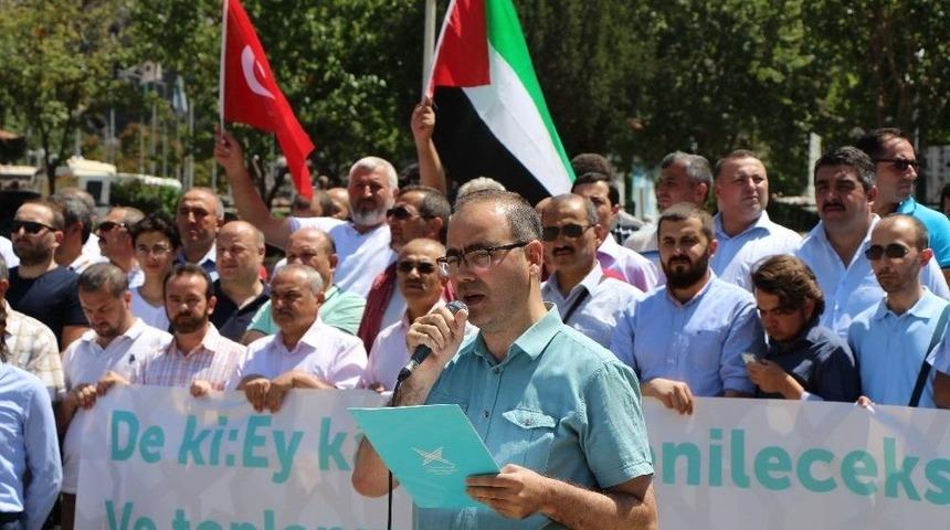 Amasyalılardan İsrail&rsquo;e Mescid-i Aksa Protestosu