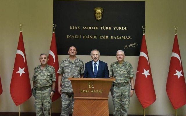 Korgeneral Temel, Hatay Valisi Ata’yı Ziyaret Etti