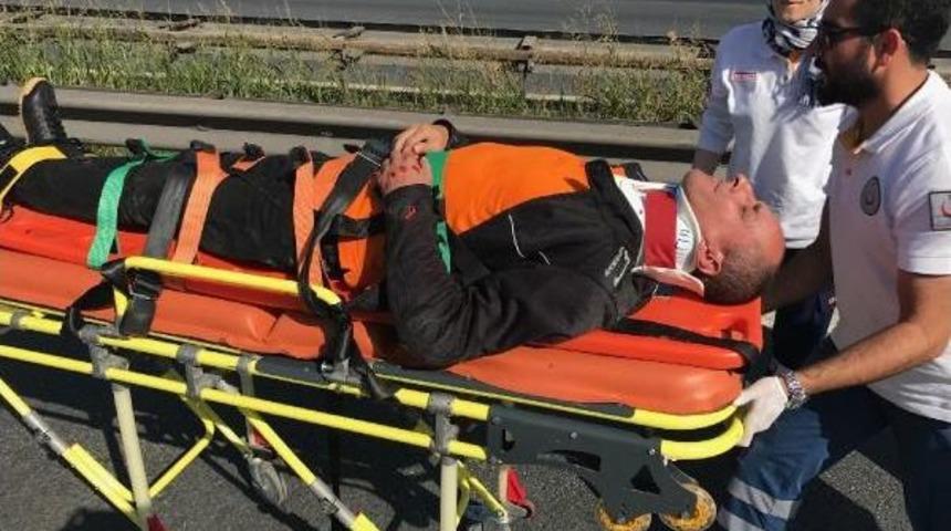 Yola D&uuml;şen Pusete &Ccedil;arpan Motosikletin S&uuml;r&uuml;c&uuml;s&uuml; Yaralandı