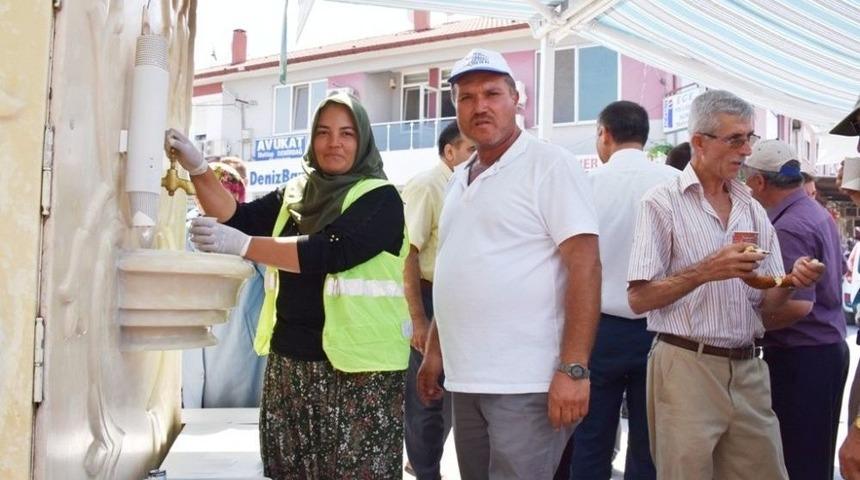 Bigadi&ccedil;&rsquo;te &Ccedil;eşmeden Buz Gibi Ayran Aktı