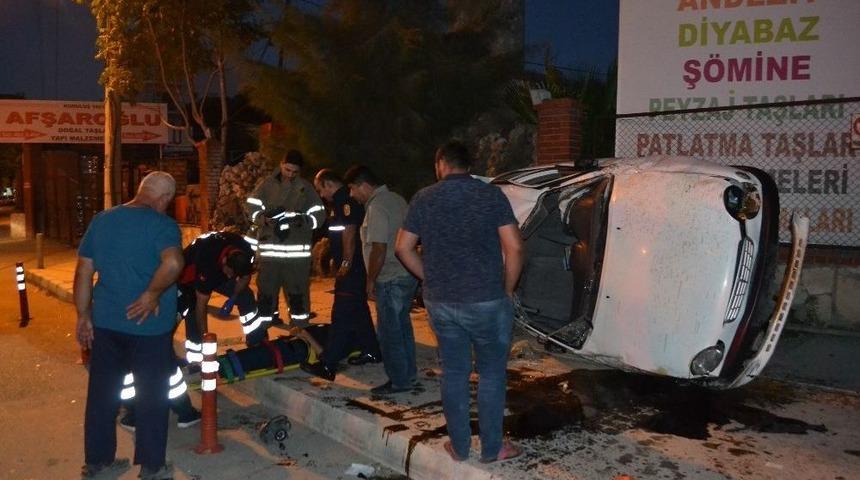 Kontrolden &Ccedil;ıkan Ara&ccedil; Defalarca Takla Attı: 1 Yaralı