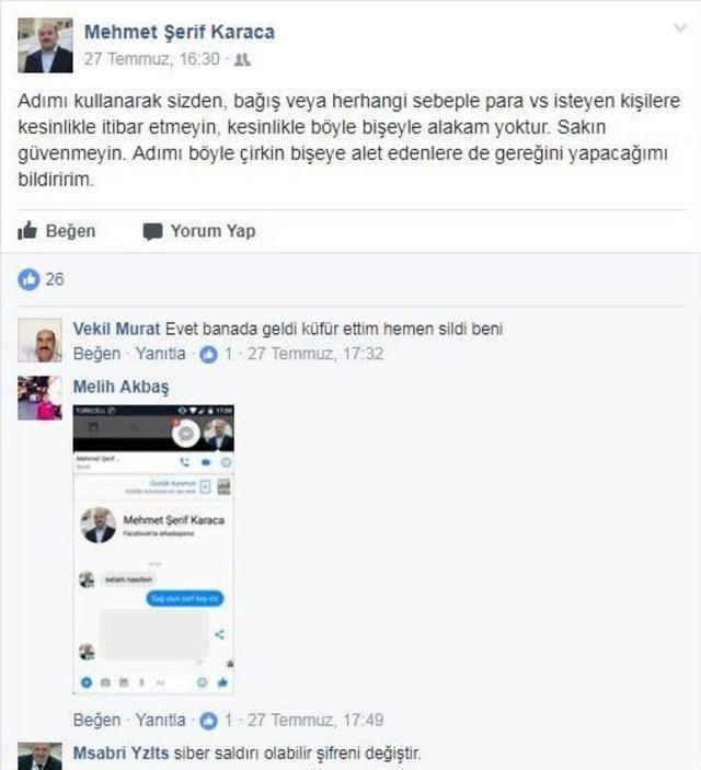 Esağder Başkanı Karaca, Facebook Mağduru Oldu