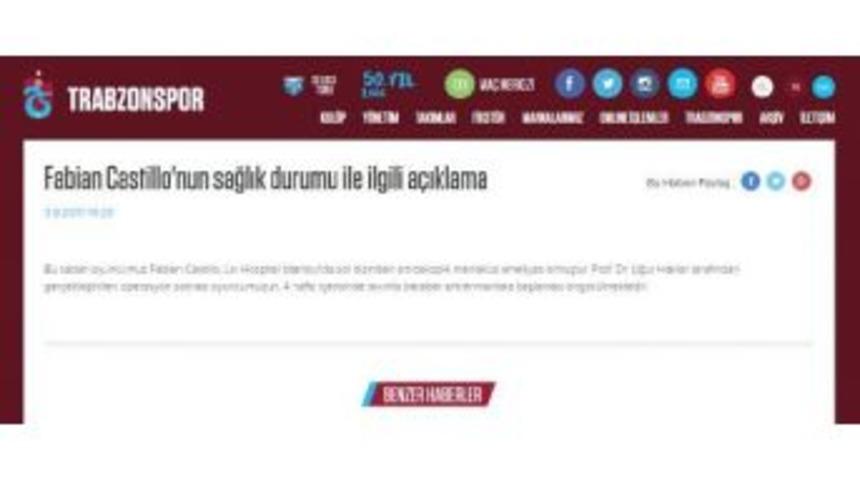 Trabzonsporlu Castillo Ameliyat Oldu