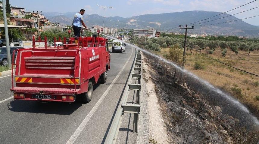 Milas&rsquo;ta Yangın Elektrik Tellerine Zarar Verdi
