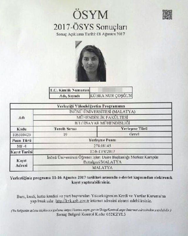 10 Gün Önce Balkondan Düşüp Ölen Kübra, Bilgisayar Mühendisliğini Kazanmış