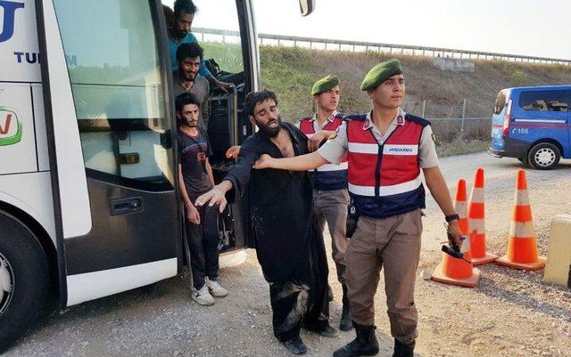 Otobüsteki Kalabalığı Gören Sürücüler İhbar Etti, Mülteciler Yakalandı