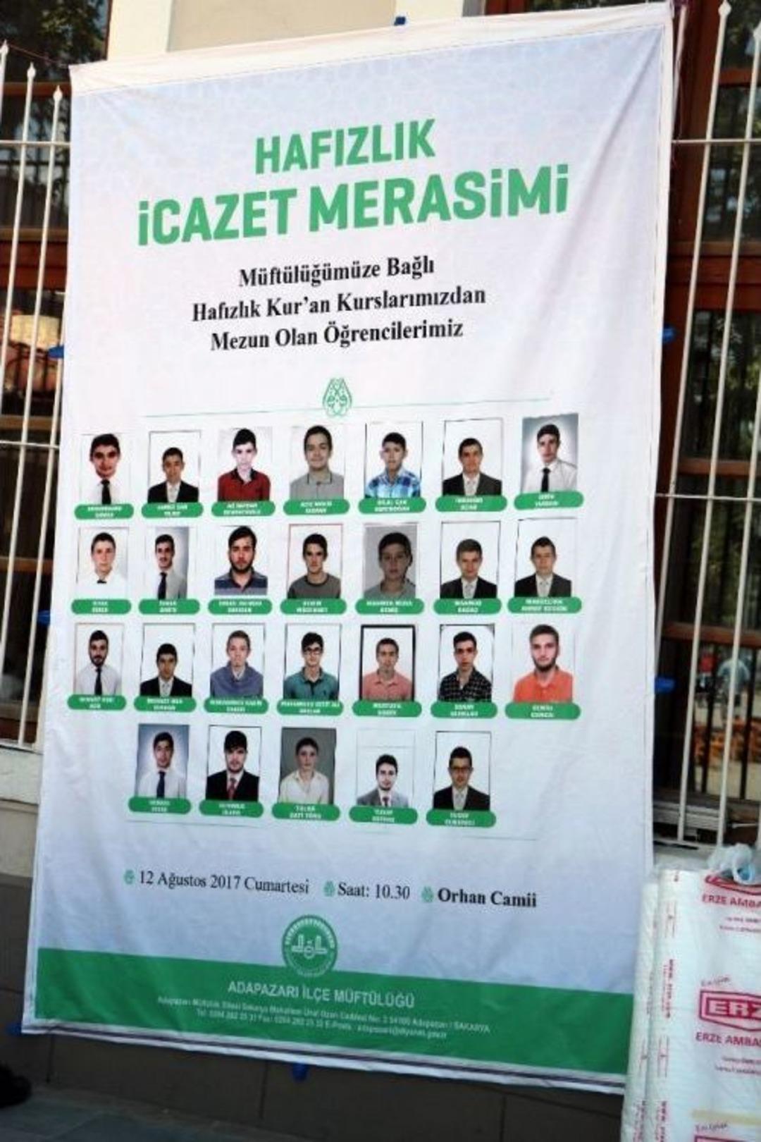 Adapazarı&rsquo;nda 28 Hafız, D&uuml;zenlenen Merasimde İcazet Aldı