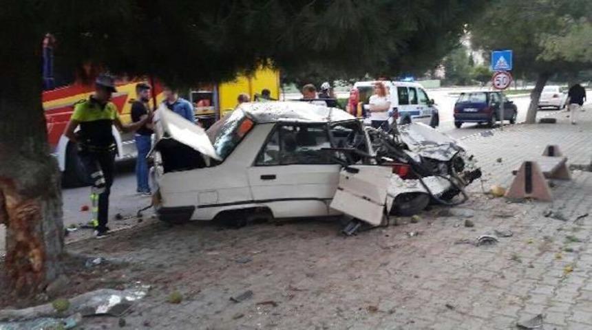 S&uuml;r&uuml;c&uuml; Ağaca &Ccedil;arpan Otomobilde &Ouml;ld&uuml;