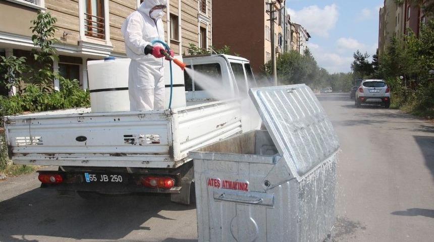 Bafra&rsquo;da &Ccedil;&ouml;p Konteynerleri Dezenfekte Ediliyor