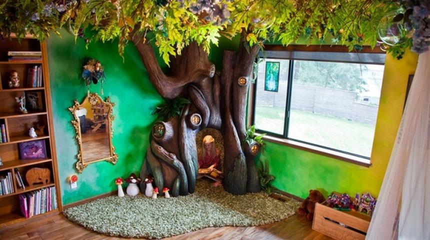 Karnelerini Alan &Ccedil;ocuklar Bu Odayı G&ouml;rmesin! Karşınızda Kızının Odasına Peri Ağacı Yapan S&uuml;per Baba!