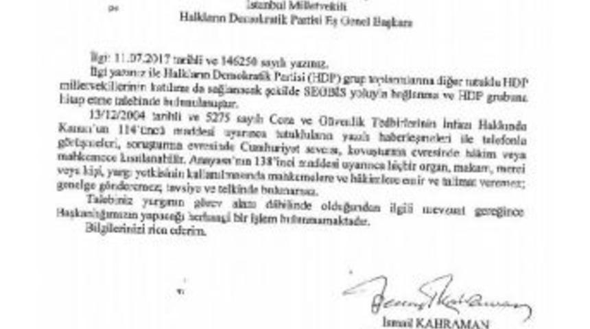 Tbmm Başkanından Demirtaş'a Segbis Yanıtı: Talebiniz Yargının G&ouml;rev Alanında, Yapacağımız Bir Işlem Yoktur