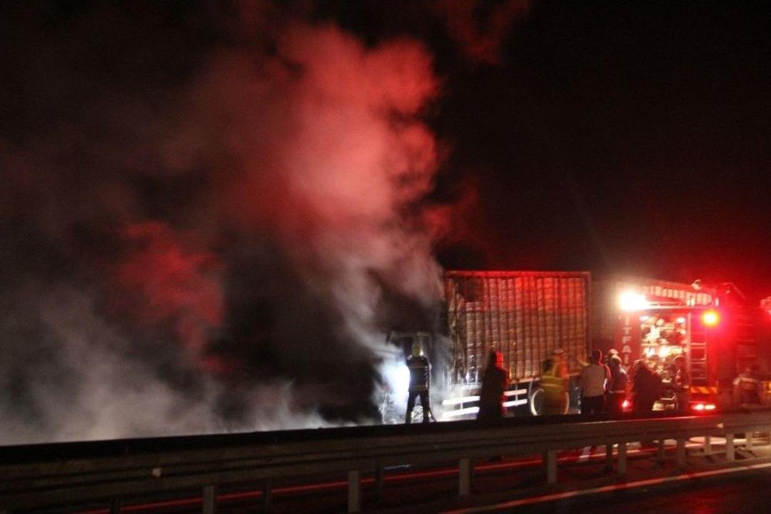 Kamyonda &Ccedil;ıkan Yangında Tavuklar Telef Oldu