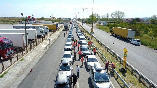 Kapıkule’de Kuyruk Çilesi Havadan Görüntülendi