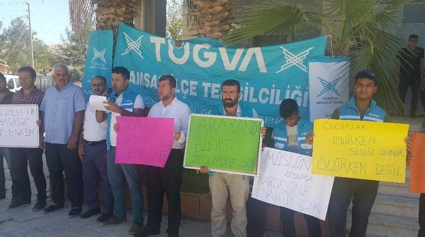 Samsat&rsquo;ta Arakan&rsquo;da Yaşanan Katliama Tepki