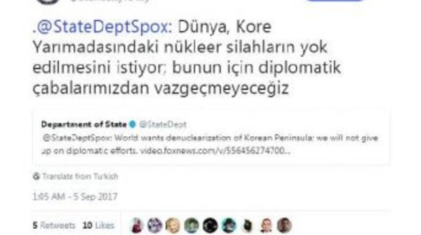 Abd: Kore Yarımadasında Diplomatik &Ccedil;abalarımızdan Vazge&ccedil;meyeceğiz