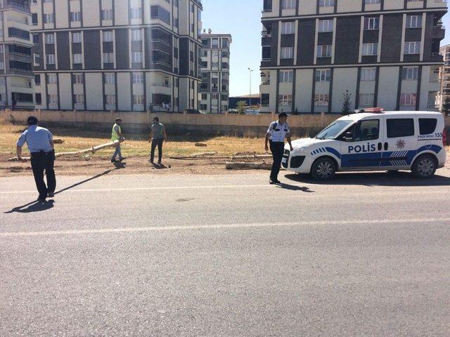 Ağaç Tomruklarıyla Yolu Trafiğe Kapattı