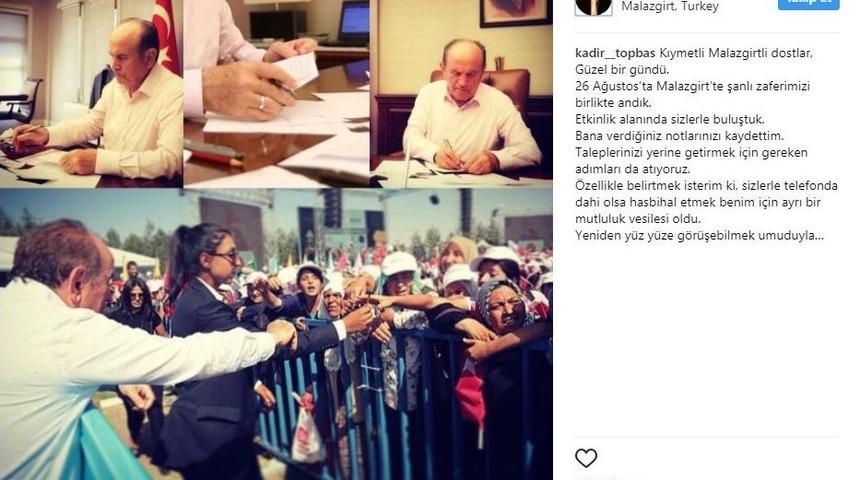 Başkan Topbaş, Instagram&rsquo;dan Malazgirt&rsquo;e Mesaj G&ouml;nderdi