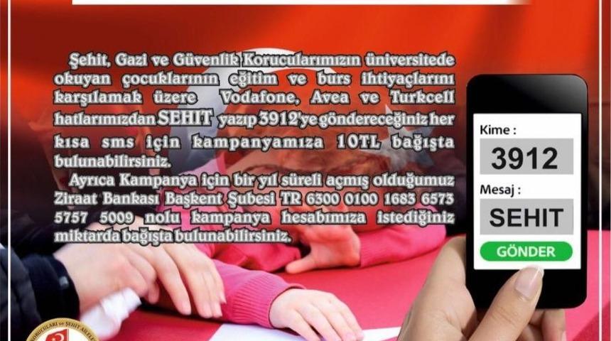 Şehit, Gazi Ve G&uuml;venlik Korucularının &Uuml;niversitede Okuyan &Ccedil;ocukları İ&ccedil;in Yardım Kampanyası