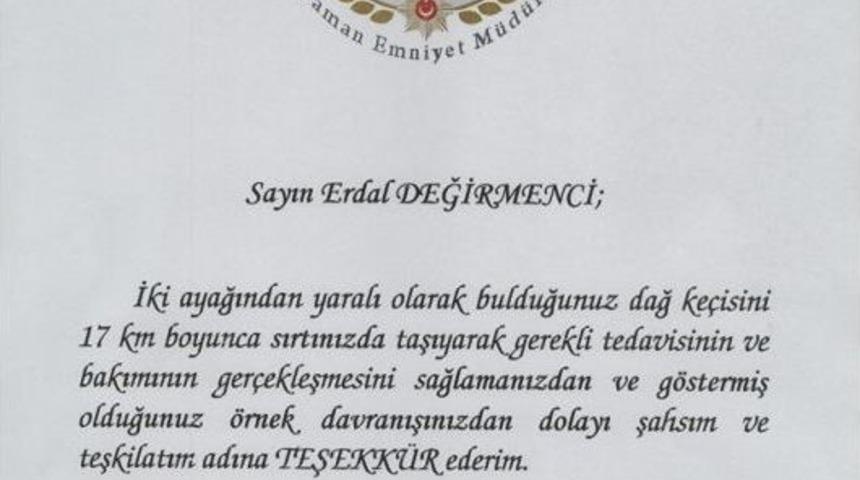 Emniyet M&uuml;d&uuml;r&uuml;nden Duyarlı Vatandaşlara Tebrik Kartı