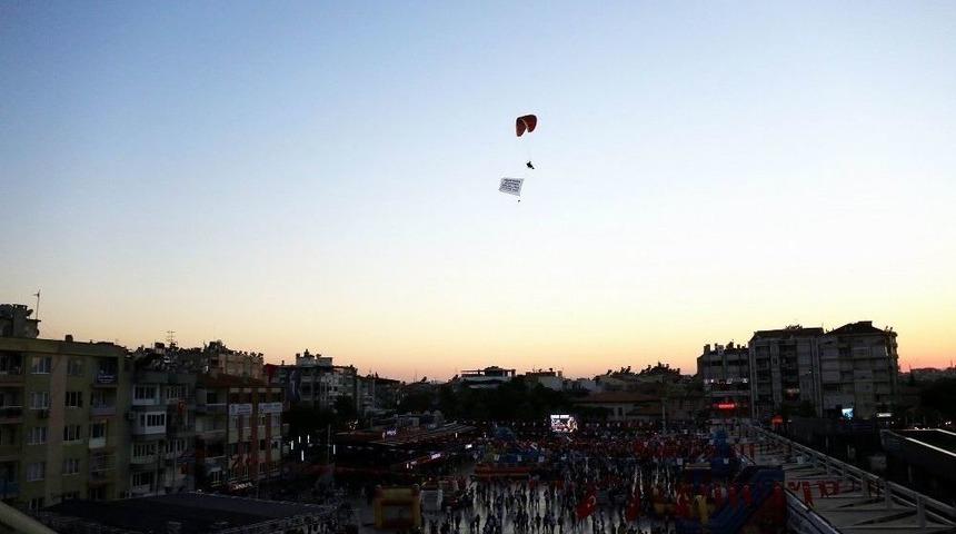 B&uuml;y&uuml;kşehirden Motorlu Paraş&uuml;tle Kurtuluş Mesajı