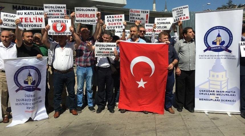 &Uuml;sk&uuml;dar&rsquo;da Arakan Protestosu