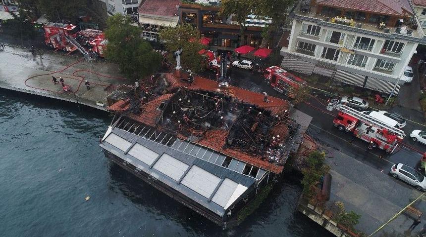 Tarihi İskele Yangın Sonrası Havadan G&ouml;r&uuml;nt&uuml;lendi