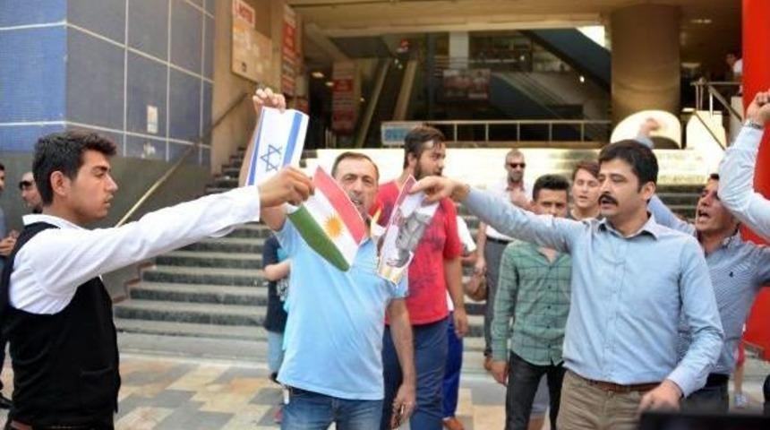 Kahramanmaraş'ta, İsrail Bayrağı Ile Barzani Fotoğrafı Yakıldı