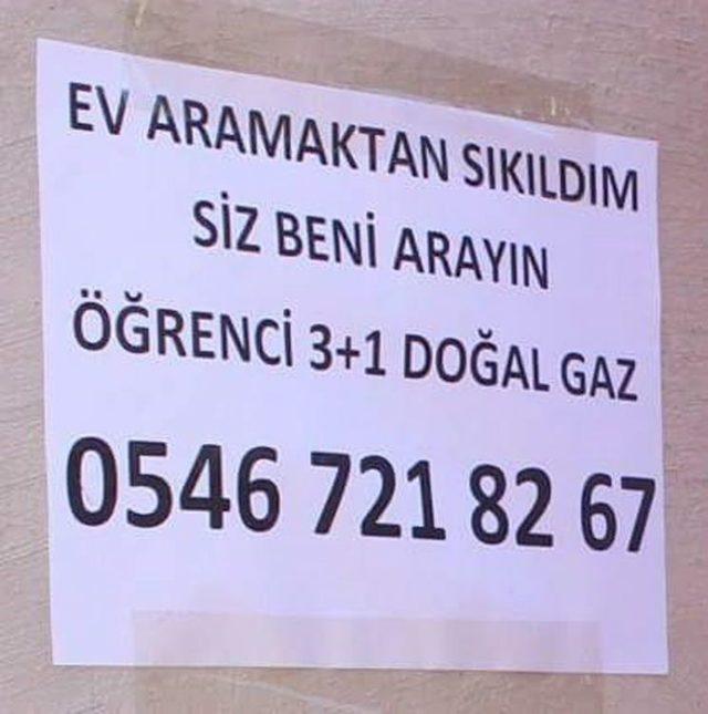 Kiralık Ev Bulamayan Öğrenciden İlginç Yöntem