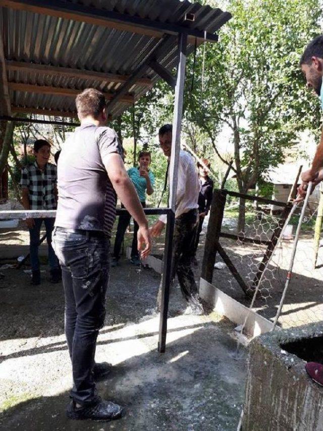 Damadın Üzerine Yoğurt, Sirke, Un Döküp, Fırça Ile Yıkadılar