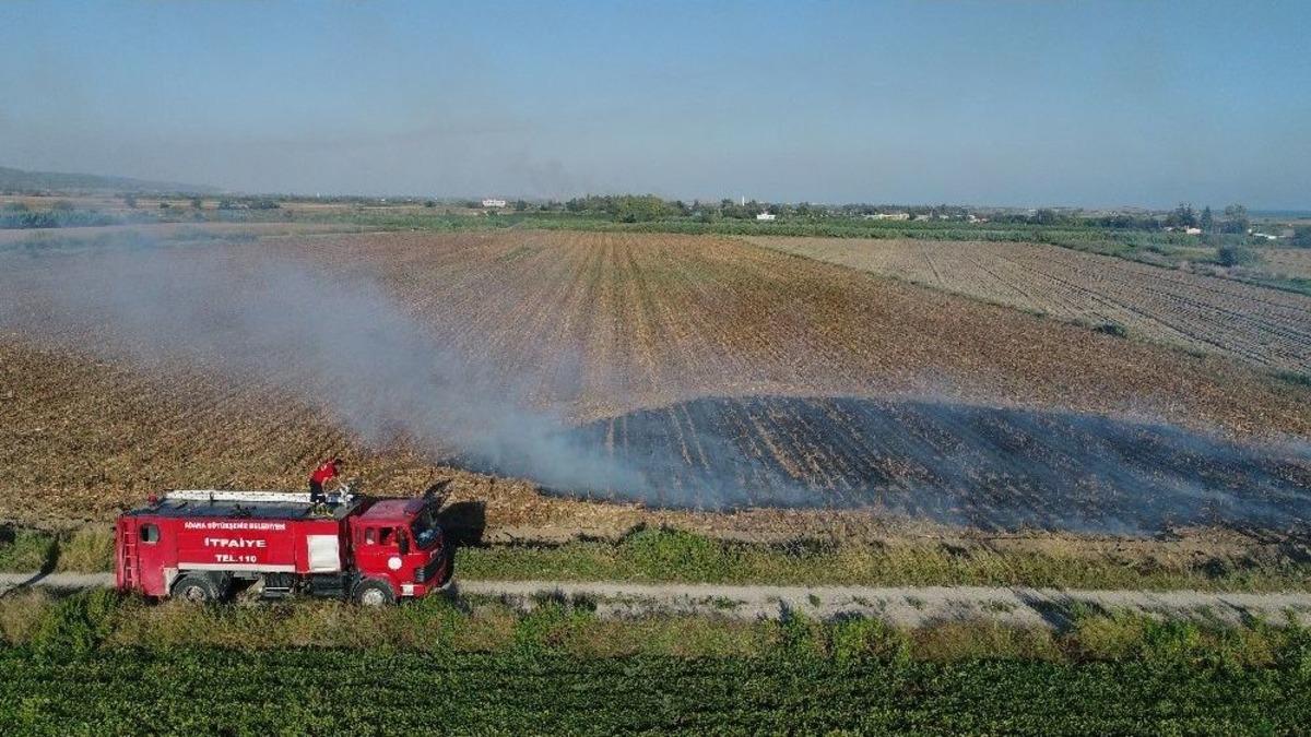 Anız Yangını Drone İle Tespit Edildi, İtfaiye Ekipleri S&ouml;nd&uuml;rd&uuml;