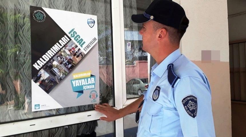 Kaldırım İşgaline Afişli Uyarı