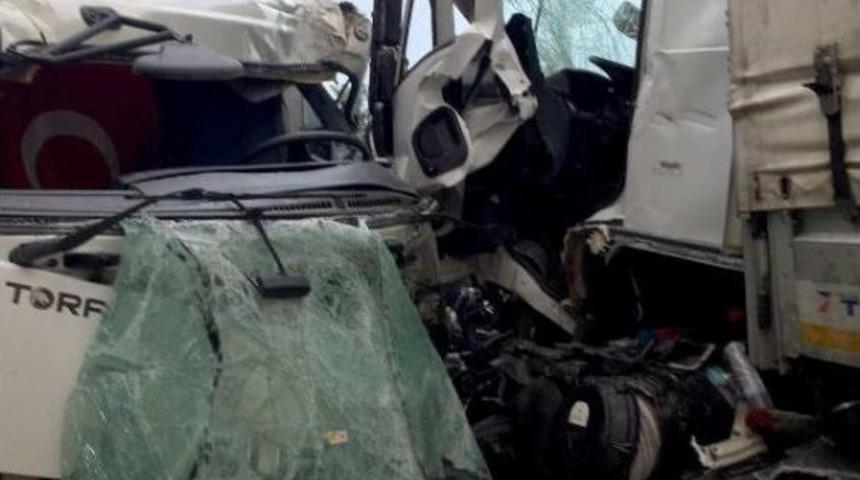 Tır Ile Kamyon Kafa Kafaya &Ccedil;arpıştı: 2 Yaralı