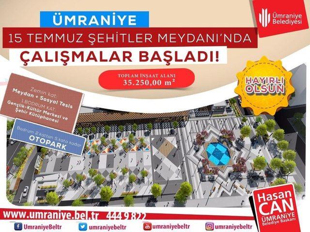 Ümraniye 15 Temmuz Şehitler Meydanı Yeni Görünümüne Kavuşuyor