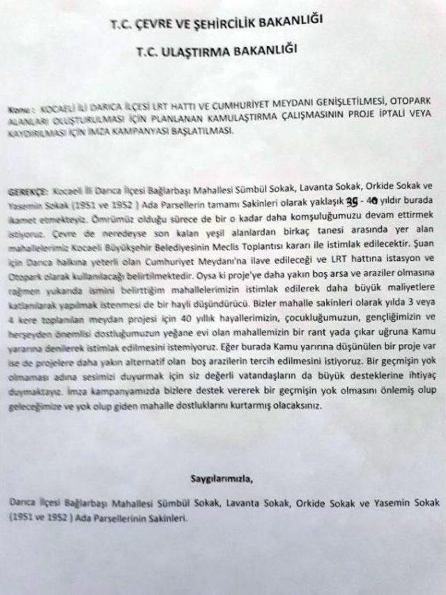 Darıca da Metro Için Istimlak Yapılmasına Tepki 2