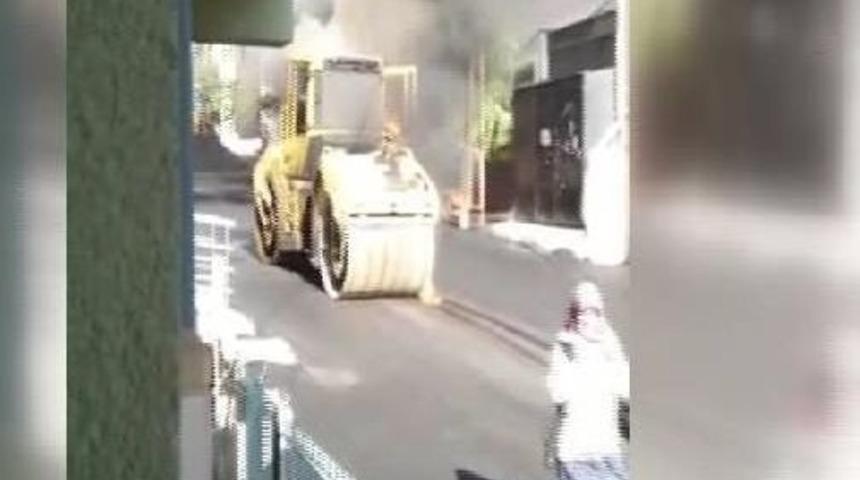 Silindir, Yol Yenileme &Ccedil;alışması Sırasında Alev Topuna D&ouml;nd&uuml;