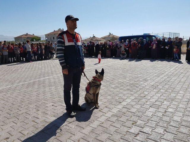Develi&rsquo;de Arama Kurtarma K&ouml;peklerinin G&ouml;sterisi &Ouml;ğrencileri Hayran Bıraktı 2