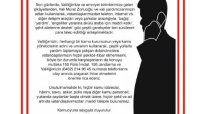 Van Valiliği, Vatandaşları Dolandırıcılık Uyarısı