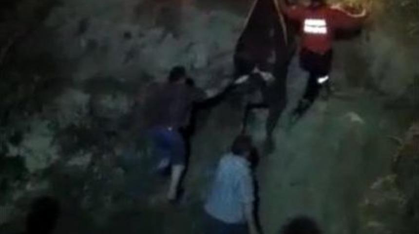 Dereye D&uuml;şen İneği Cankur Kurtardı