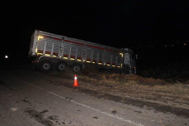 Yoldan Çıkıp Enginar Tarlasına İnen Tırın Sürücüsü Hastaneye Kaldırıldı