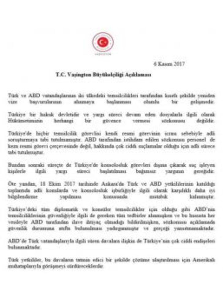Türkiye’nin Abd Büyükelçiliği: “yargı Süreci Devam Eden Dosyalarla İlgili Olarak Hükümetimizin Herhangi Bir Güvence Vermesi Söz Konusu Değildir”
