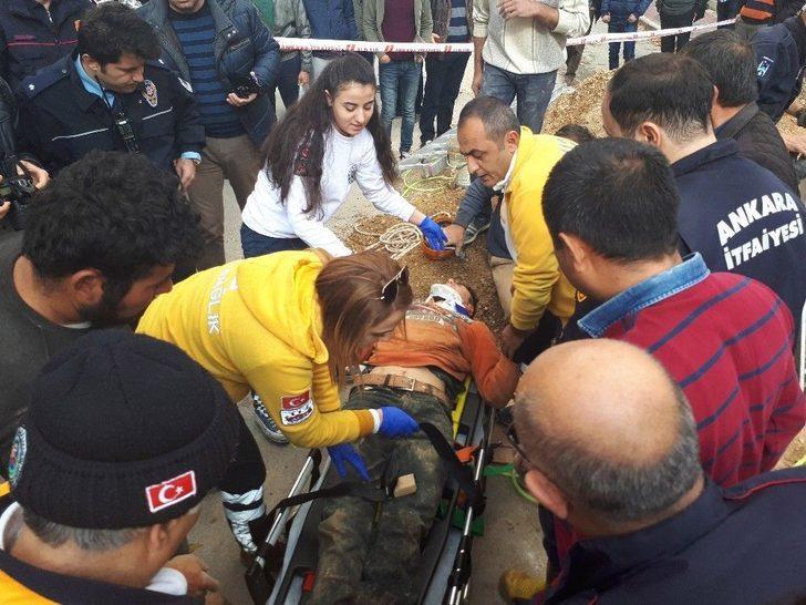 Başkentte Kanalizasyon Çalışması Esnasında Göçük: 1 Ağır Yaralı G3