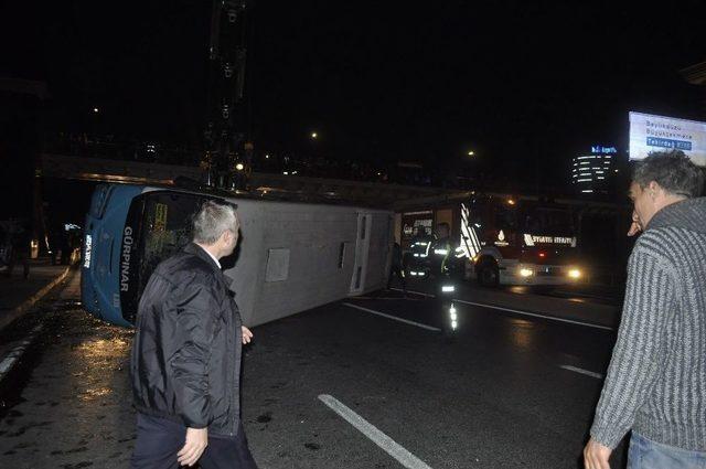 Özel Halk Otobüsü’nün Devrilme Anı Kamerada