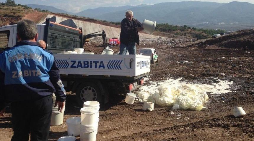 Ka&ccedil;ak &Uuml;retilen Bin 450 Kilogram Peynir İmha Edildi